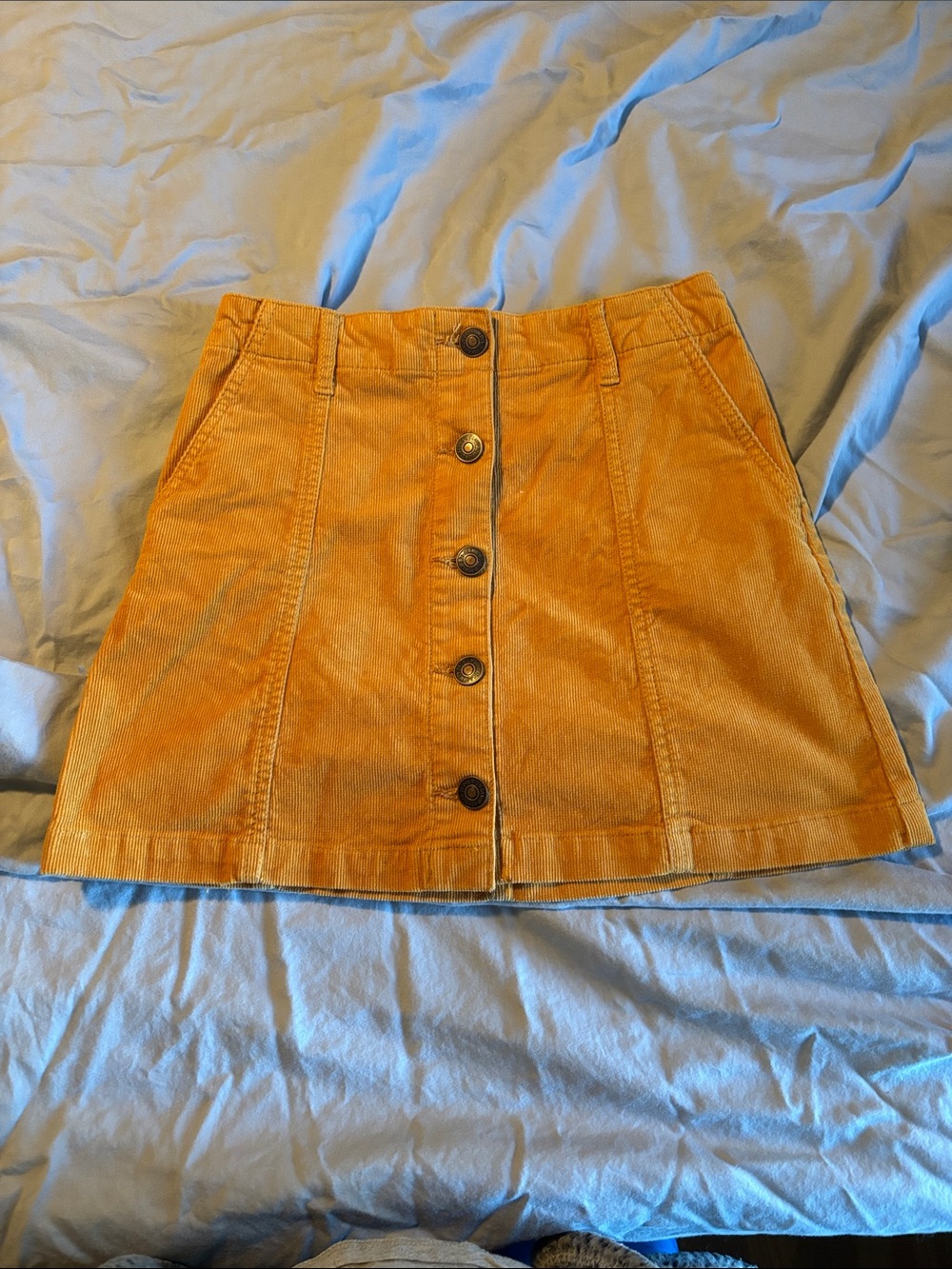 Forever 21 Mustard Corduroy Button-Front A-Line Mini Skirt